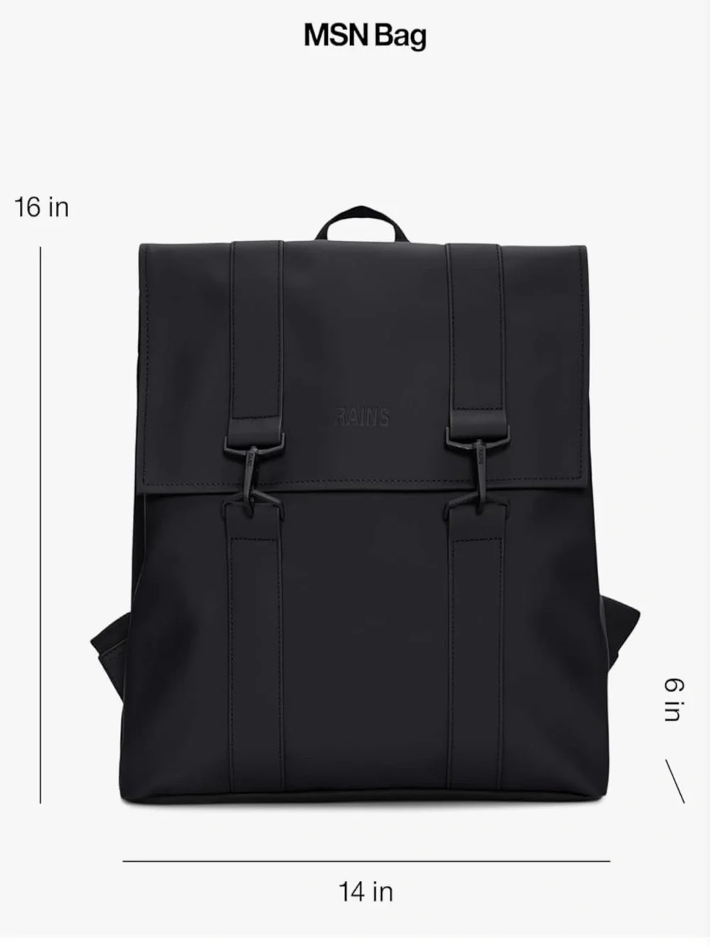 RAINS MSN Waterproof Backpack Black Convertible Messenger Laptop School Bag